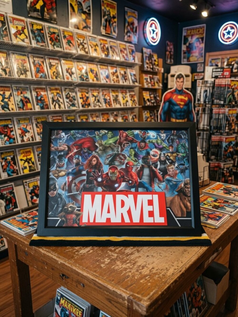 Marvel Avengers Framed Wall Art Poster - Iron Man Spider-Man Hulk Black Panther